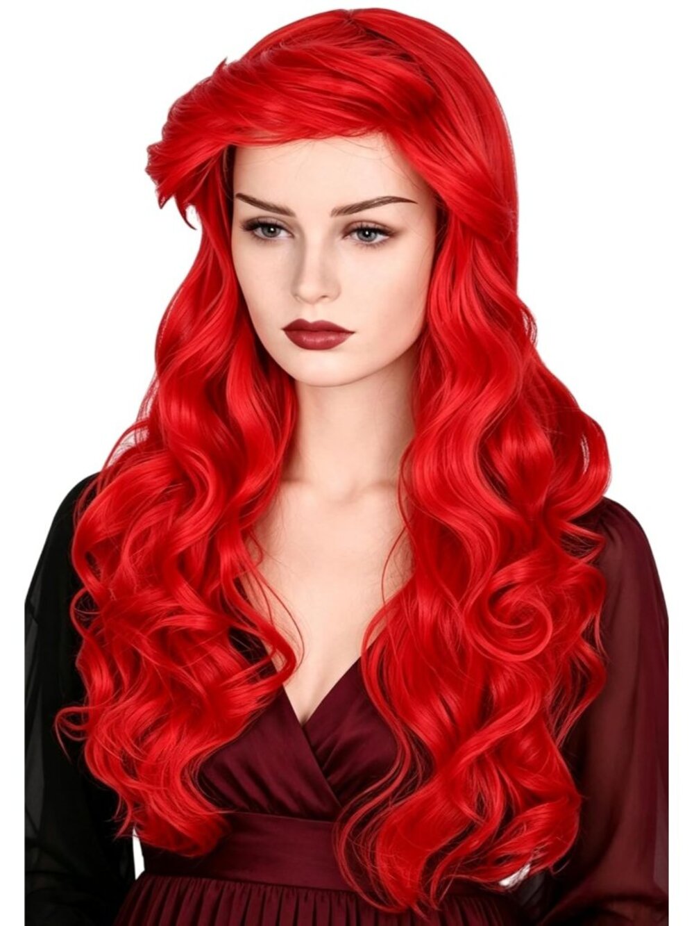 Women's Bright Red Synthetic Fiber Cosplay Halloween Costume Double Braid Wigs